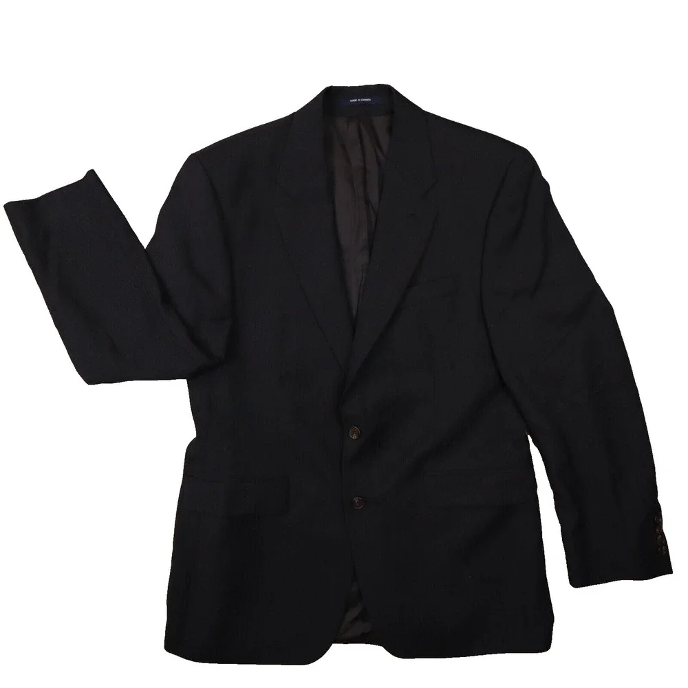 Chaps Ralph Lauren Vintage Men's 40R Navy Blue Herringbone Blazer Heritage‎ 90s